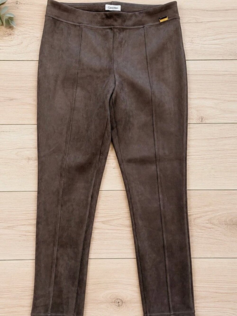 Calvin Klein Black Faux Suede Pull-On Leggings Pants Size Medium